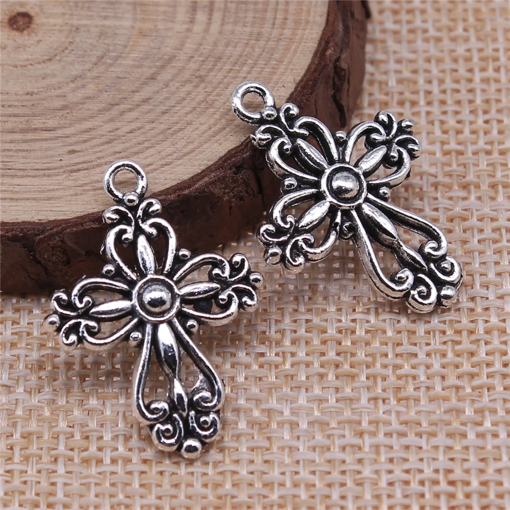 10pcs Antique Cross Charms for DIY Jewellery Making
