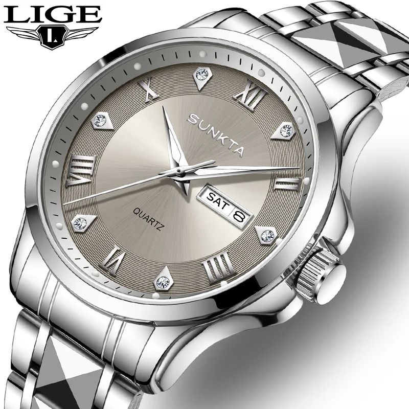 

SUNKTA New Fashion Wamens Watch Elegant Luxury Quartz Wristwatches 30M Waterproof Luminous Steel Watches Ladies Gift Reloj Mujer