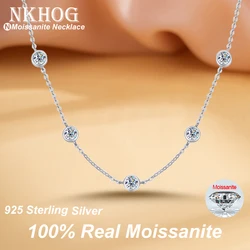 NKHOG 5mm Bubble Moissanite Necklaces 925 Sterling Silver Pendant Chain for Women Pass Diamond Test 18K Gold Plated Fine Jewelry