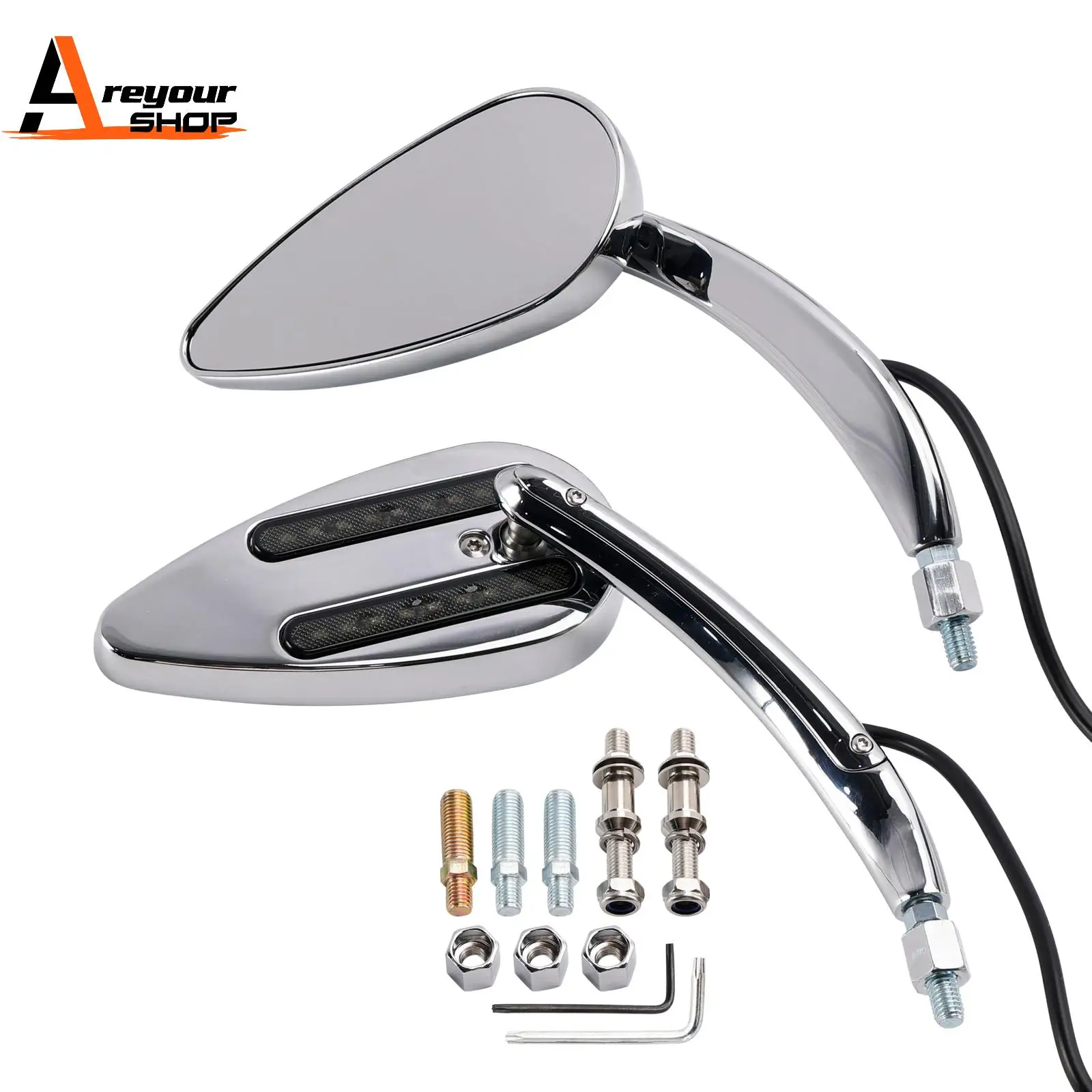 

Chrome Custom LED Turn Signal Mirrors for Electra Street Road Glide 1990-2021