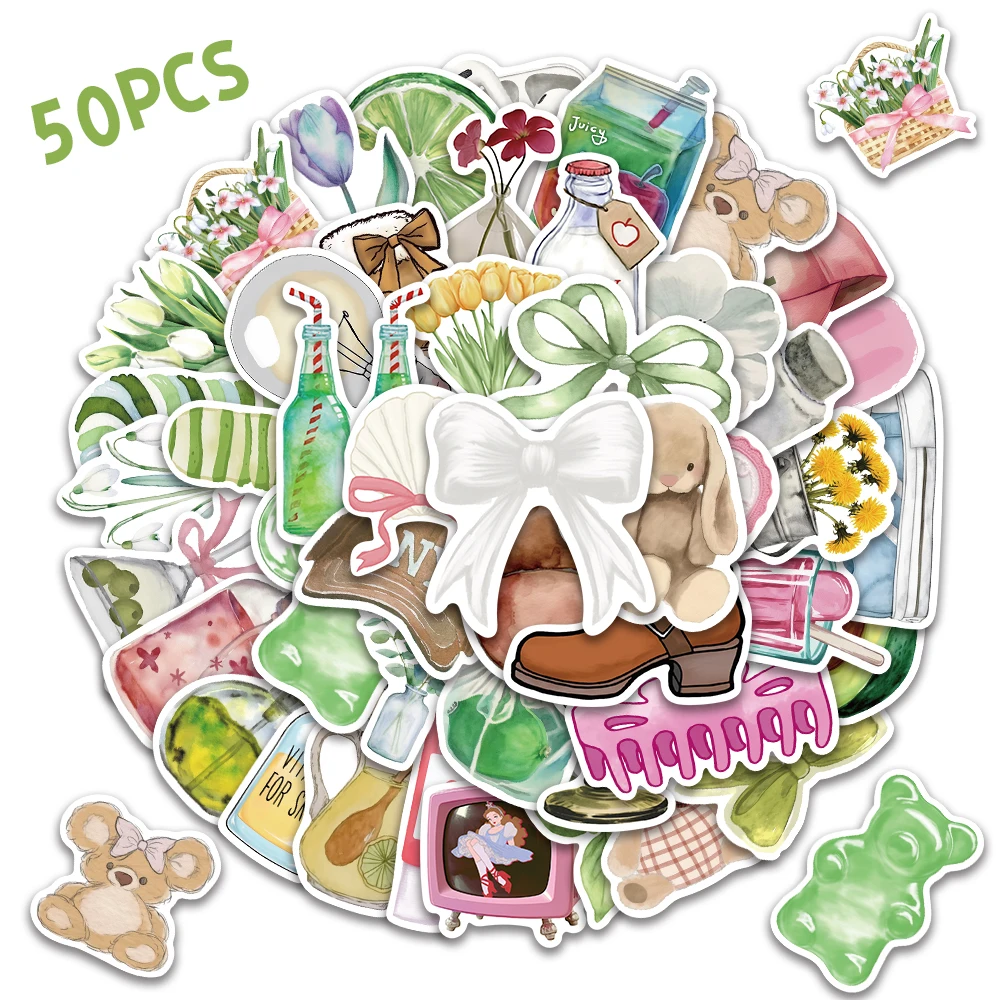 

50 шт., наклейки «Чистое девушка», модные наклейки для декора комнаты, для ноутбуков, читателей книг, бутылки с водой, журнал, наклейка для скрапбукинга