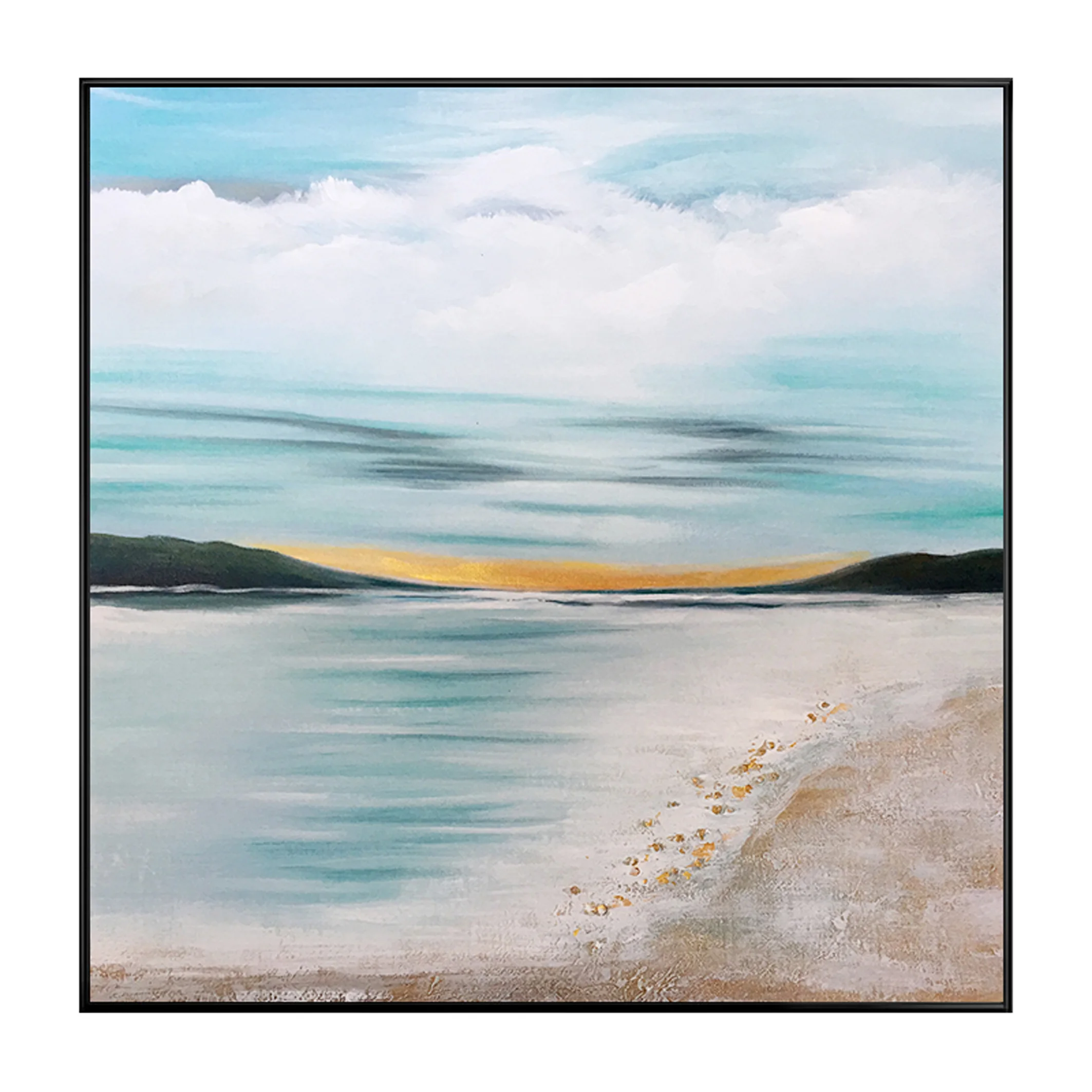 Ocean Beach Oil Painting on Canvas Handmade 3d Sandstone Painting Decorative Wall Art Picture Abstract Canvas Oil Painting