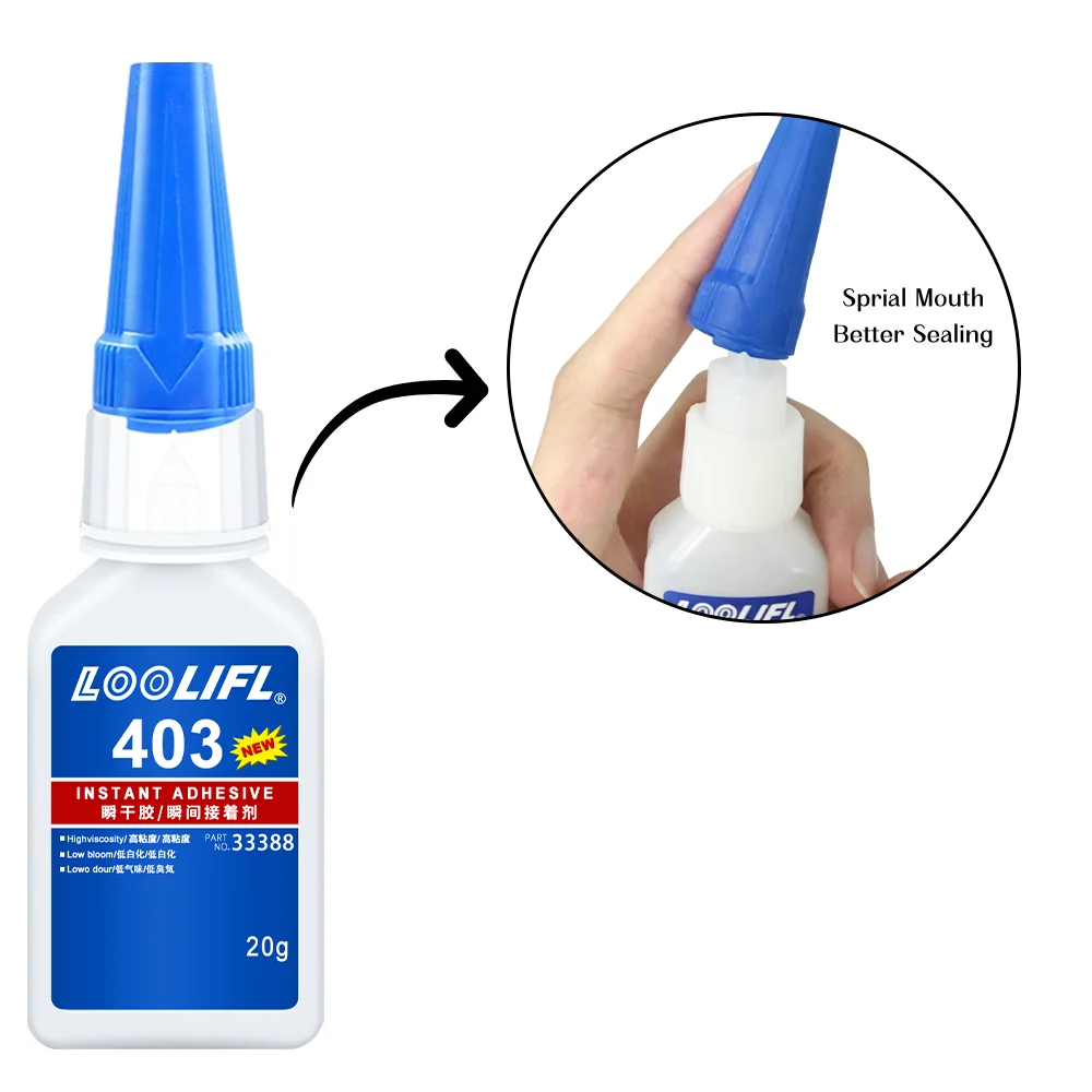 Loolifl Strong Adhesive, Craft Glue, Rubber-Specific Glue, Strong Bonding, Quick-Drying, Fine Nozzle Opening, Shock-Resistant, High and Low Temperature Resistant, Transparent Multi-Purpose Instant-Drying Strong Glue, S