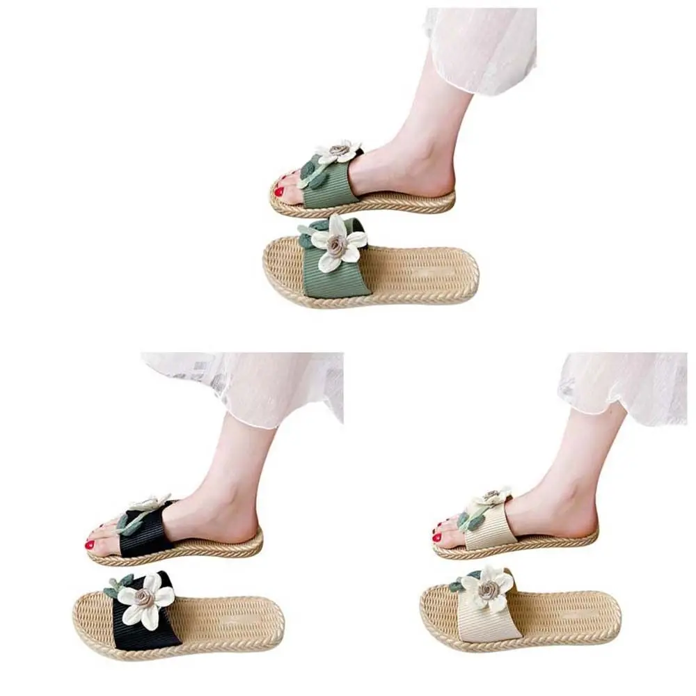 Casual Korean Ins Style Flower Slippers Holiday Floral Seaside Sandals Non-Slip Flat Vacation Beach Slippers Outdoor