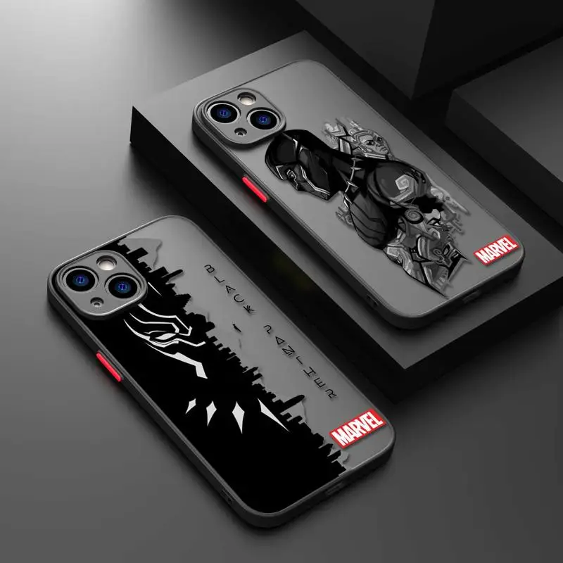 Black Panther Wakanda Phone Case for iPhone 15 14 13 11 12 Pro Max X XS XR 7 8 Plus Mini Funda Silicone Frame Matte PC Cover