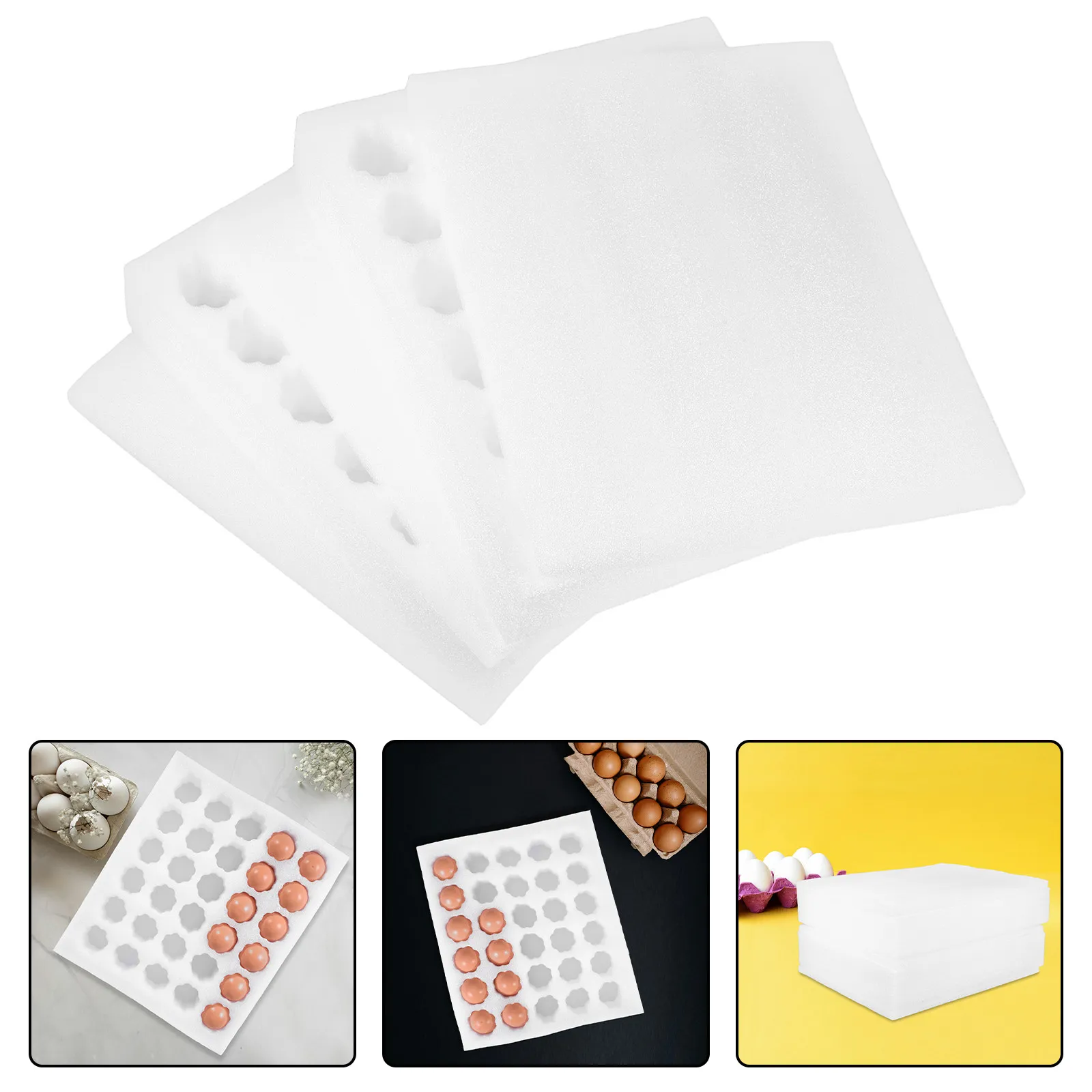 1Set Thickened Pearl Cotton Egg Tray Shockproof Foam Egg Cartons Holder White for Chicken Duck Eggs Farm Market Fridge Storage