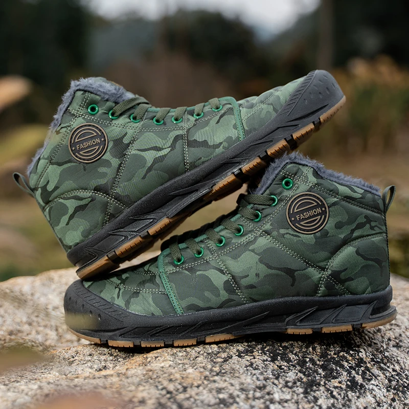 

Мужские зимние ботинки для прогулок на открытом воздухе, теплая плюшевая походная хлопковая обувь, зимние удобные горные водонепроницаемые нескользящие повседневные кроссовки