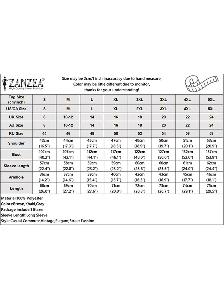 ZANZEA Herbst Blazer Frauen Elegante Revers Neck Outwears Casual Langarm OL Arbeit Anzüge 2025, Einfarbig Mode Strickjacke