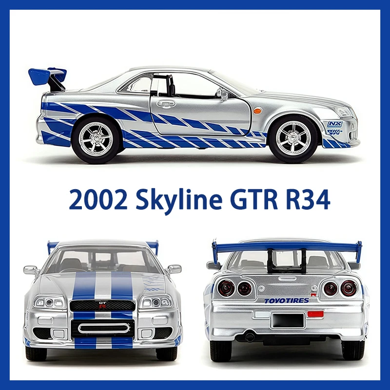 

Jada 1/32 Scale 2002 Skyline GTR R34 Alloy Car Model Static Collection Decorated Souvenir Gift Hobby & Toys