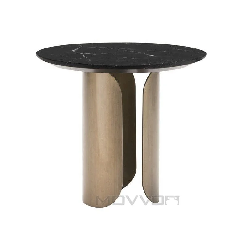 Luxury living room hotel lobby bedroom stainless steel side table marble desktop coffee table