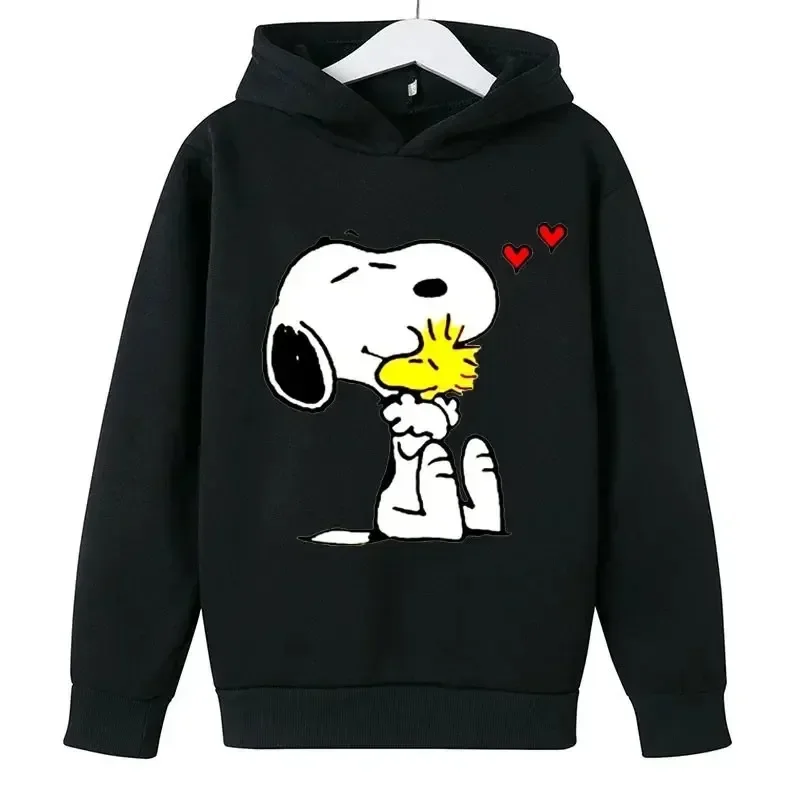 Hoodies de anime Snoopy branco masculino e feminino, moletom de algodão, pulôver com capuz, roupas masculinas, primavera, outono, nova moda, 2024