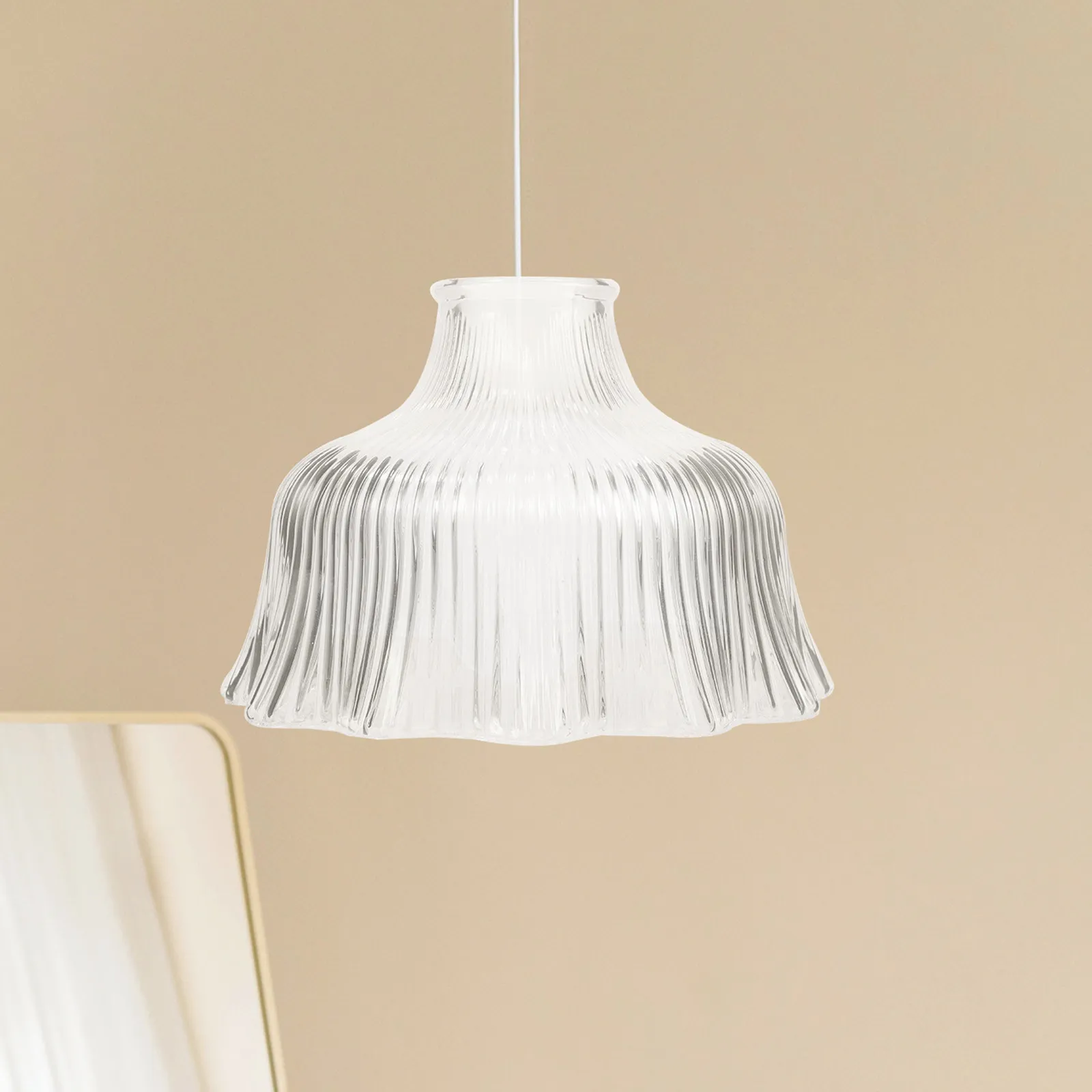 Glass Pendant Light Shade Beveled Edge Hammered Finish Light Cover for Pendant Lamp Chandelier Hanging Lamp