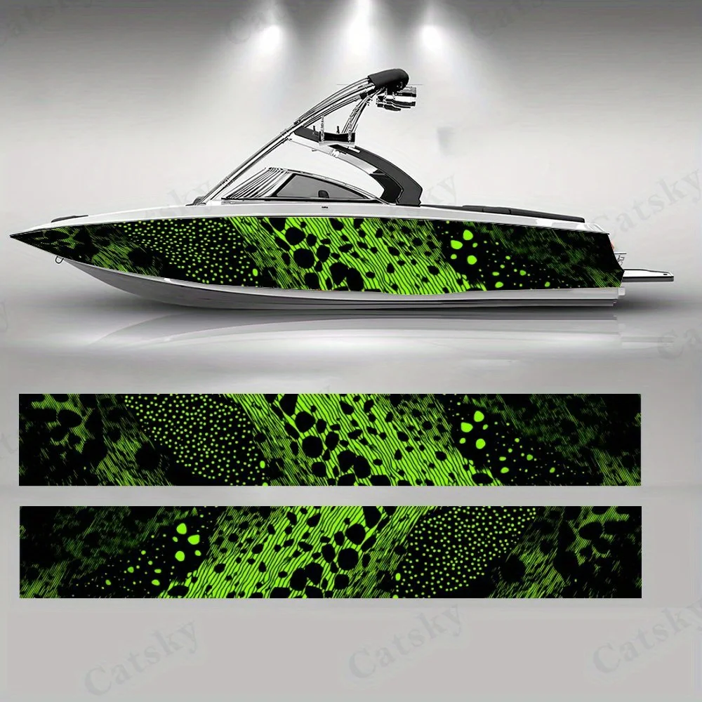 

Black and Green Splashed Ink Pattern Boat sticker vinyl ship pontoon deck Boat fishing decorative pontoon boats decal