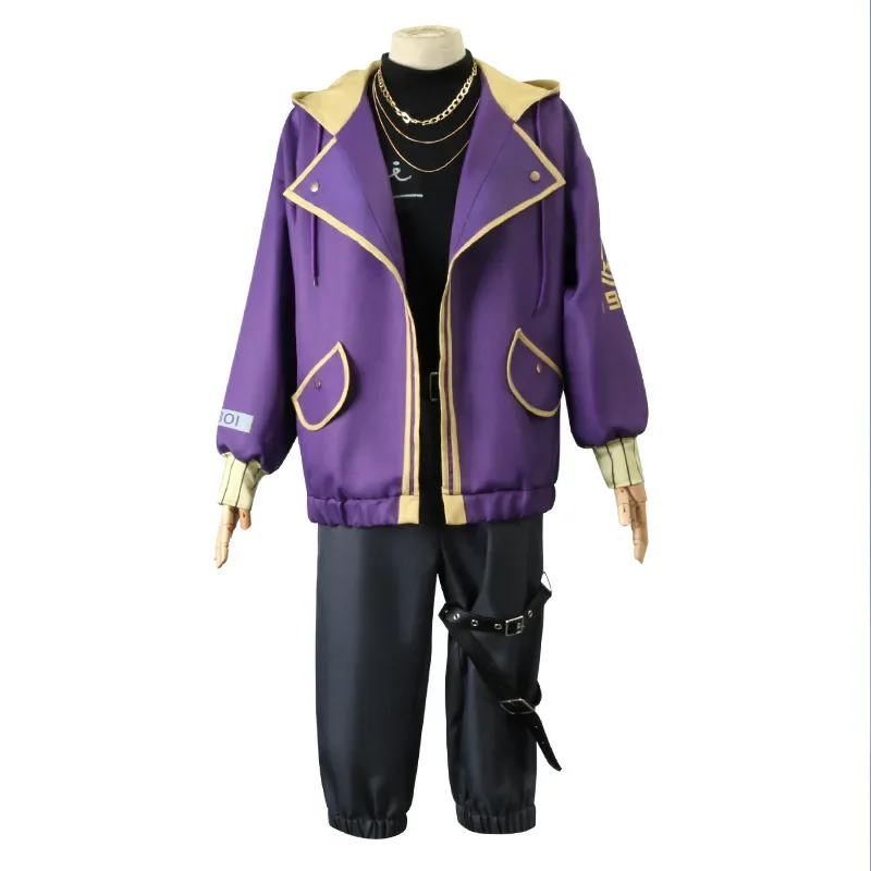 Anime VTuber Shoto Shxtou Cosplay Costume Men Fancy Party Suit Wig Purple Jacket Halloween Party Carnival JK Uniform Roleplaying