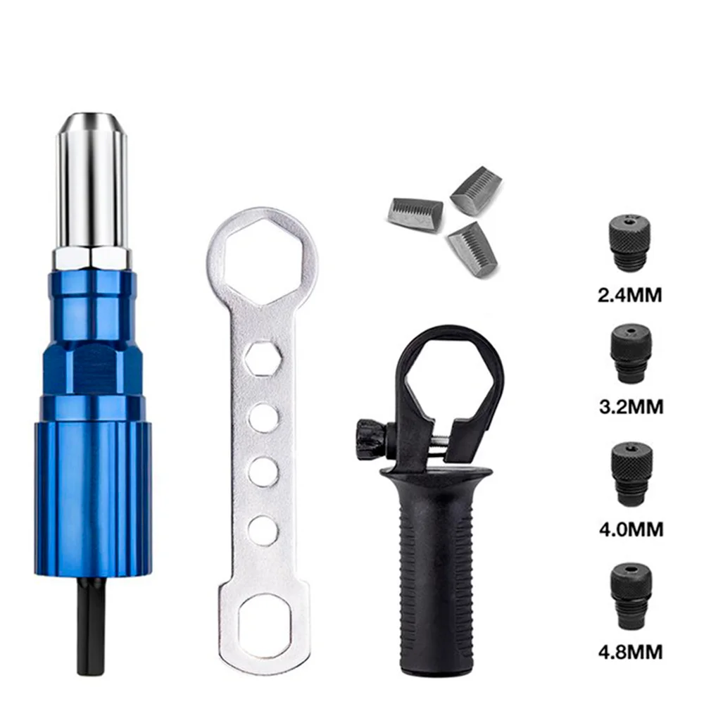 2.4-4.8mm Electric Rivet Gun Adapter Portable Rivet Nut Gun Drill Adapter Plug-in Riveting Tool Wireless Rivet Nail Bit Tools