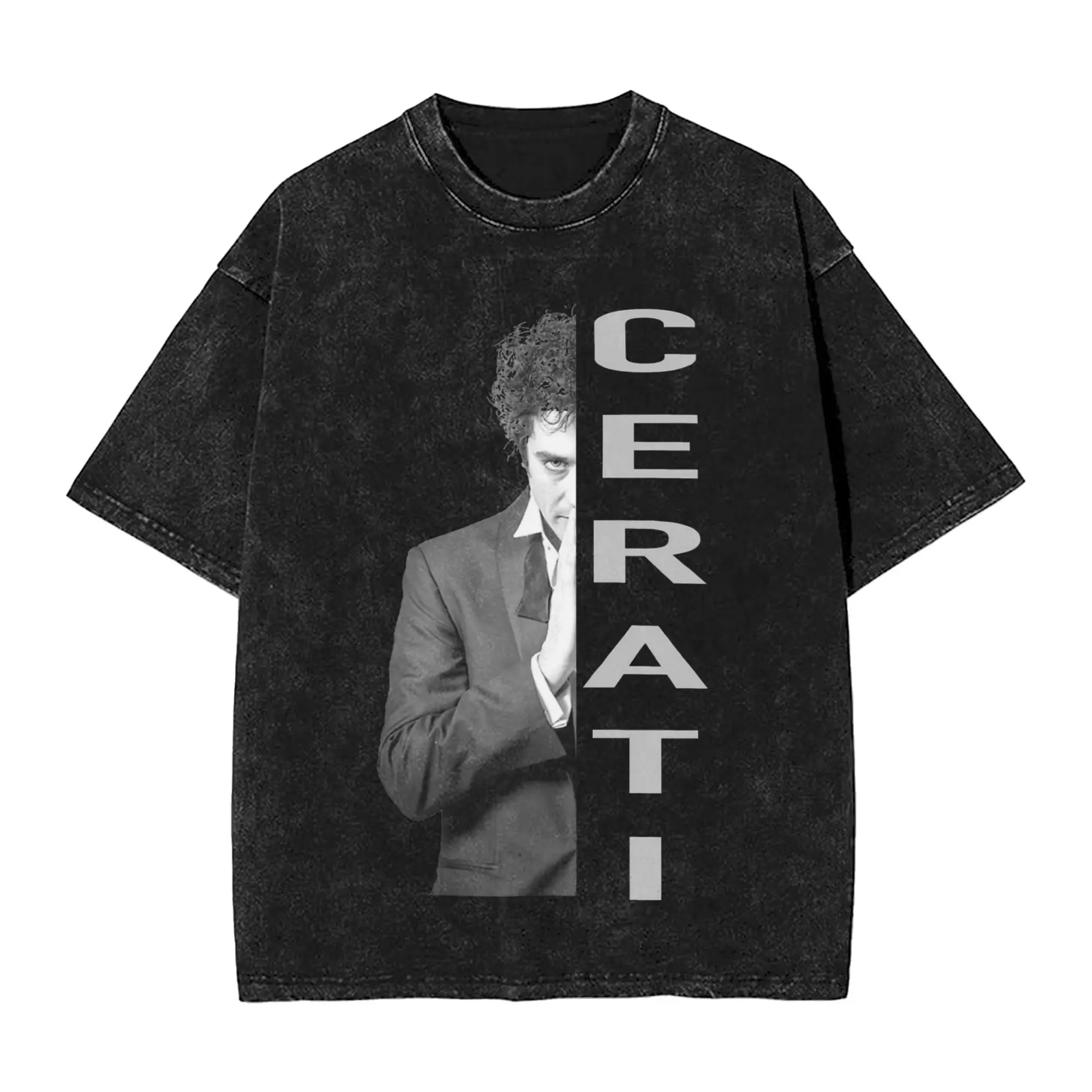 Washed T Shirt Gustavo Cerati Soda Estereo Hip Hop Retro T-Shirt Streetwear 100% Cotton Printed Tee Shirt for Men Women