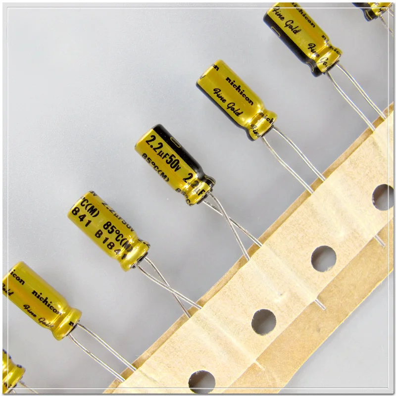 

10 шт./100 шт., электролитический конденсатор Nichicon серии FG 2,2 мкФ/50 в, 5 × 11 мм