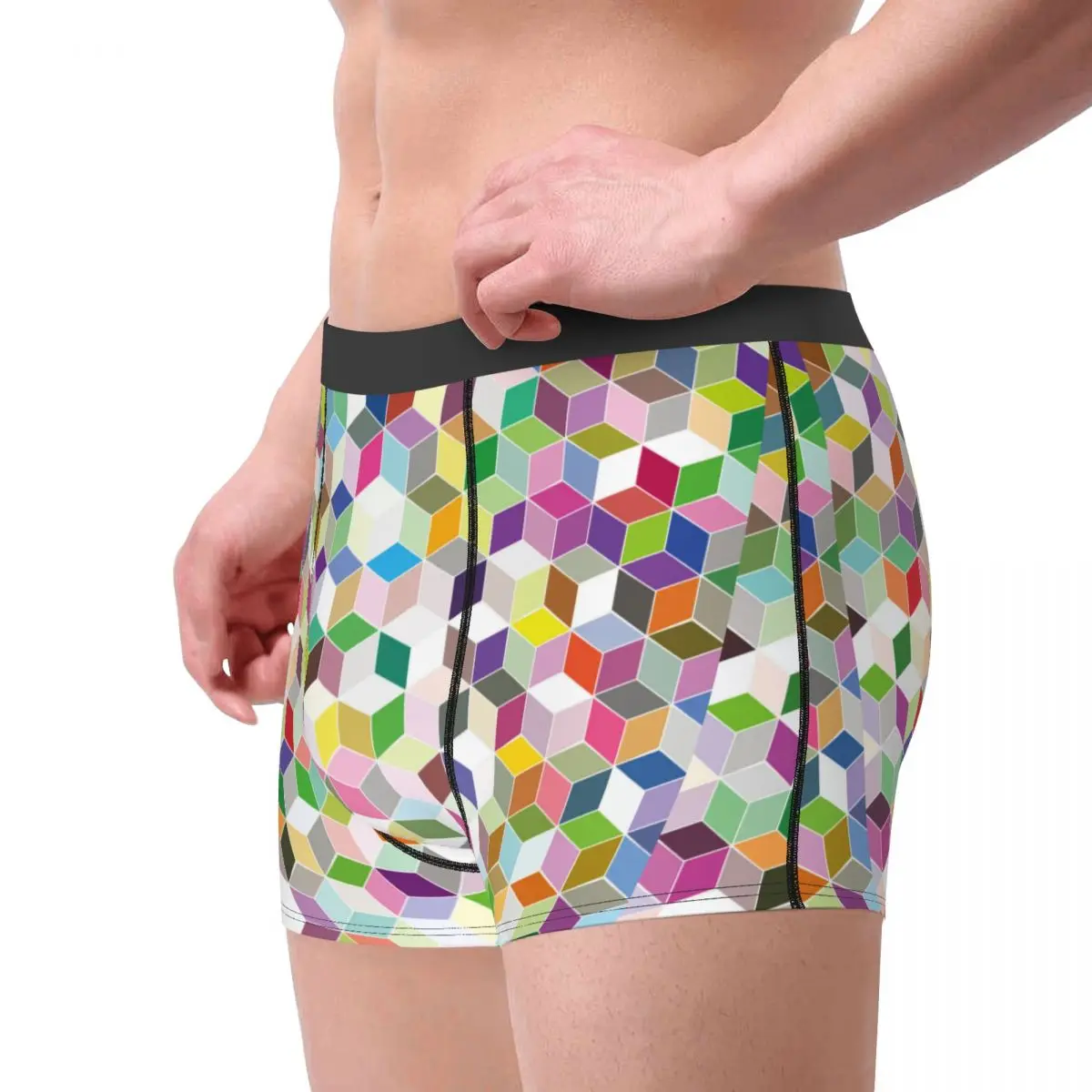 Novelty Boxer Rainbow Hexagonal Shorts Panties Briefs Man Underwear Colorful Abstract Background Soft Underpants for Male S-XXL