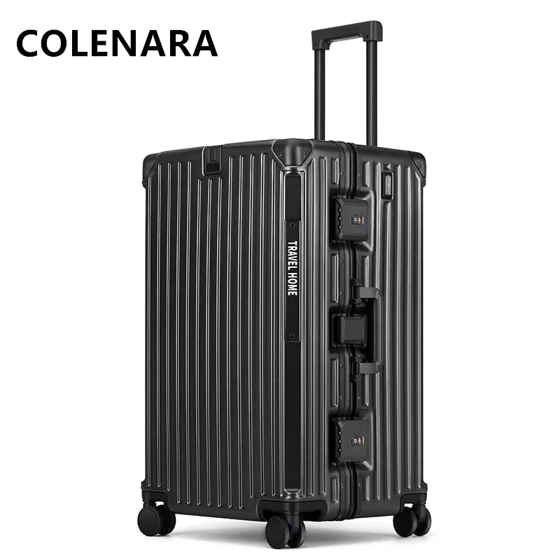 COLENARA Suitcase on Wheels Aluminum Frame Trolley Case Large Capacity Password Case Student 24