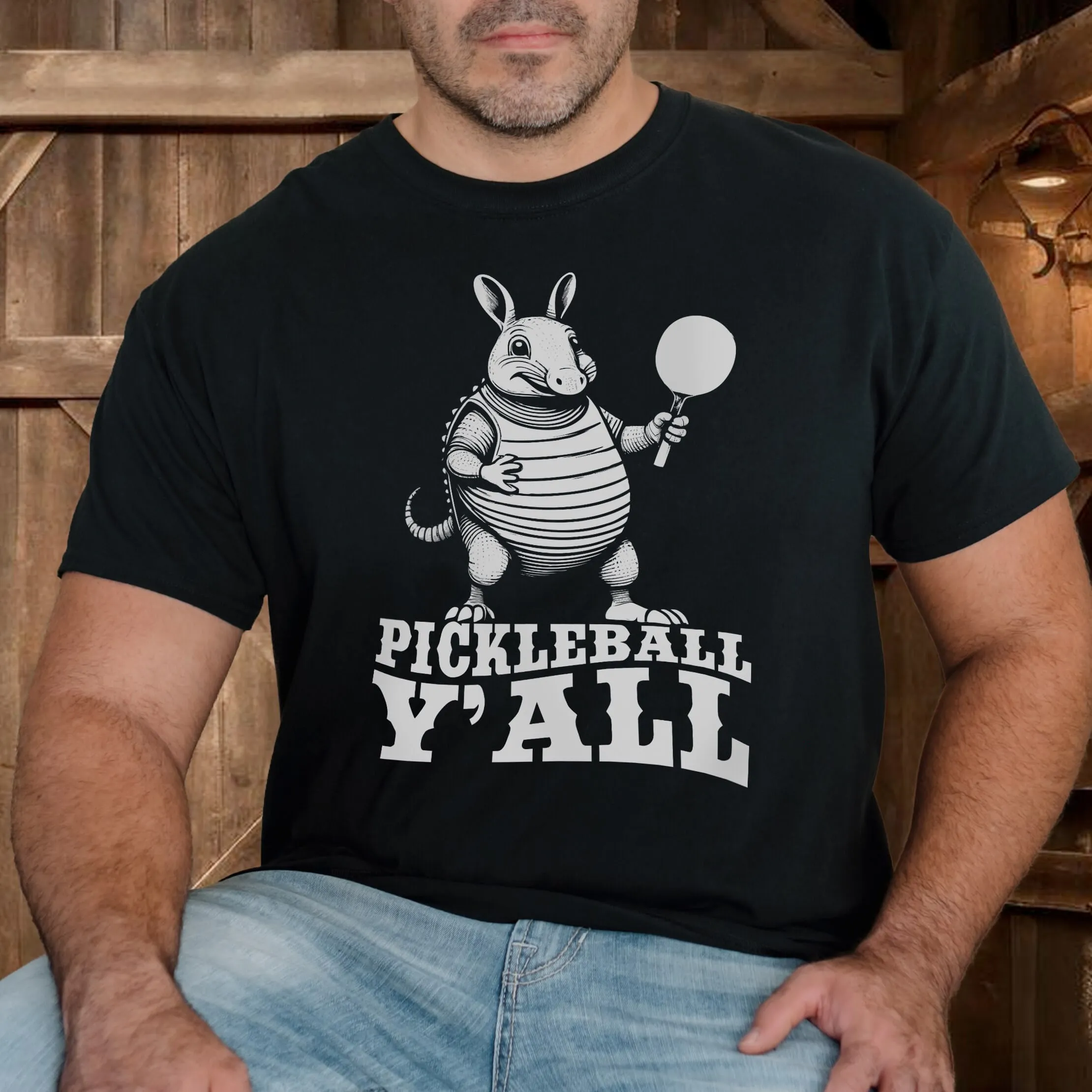 

Armadillo Playing Pickle Ball T Shirt Funny Pickleball Yall Great For Texas Players Lovers