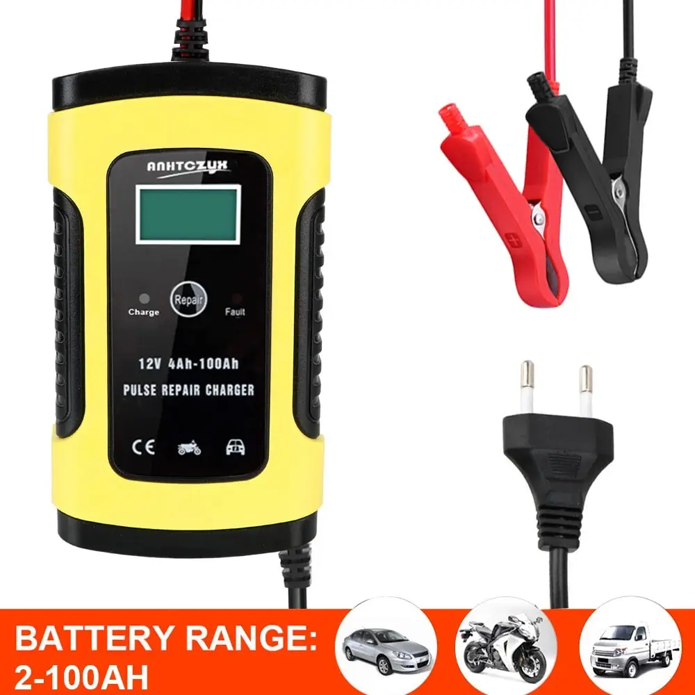 12V 5/6A Intelligent Car Motorcycle Battery Charger Digital LCD Display Lead Acid Battery-Chargers For Motocycle