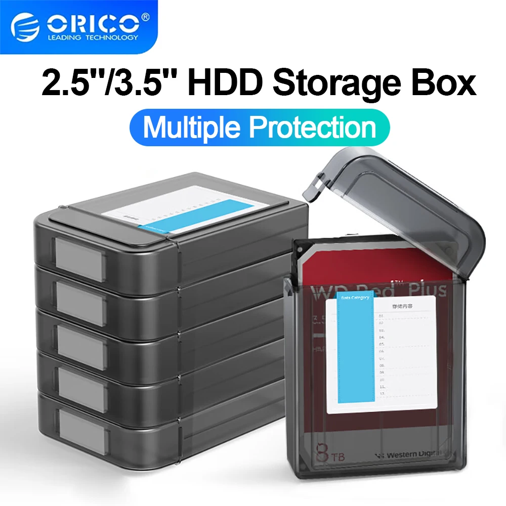 

ORICO 2.5" 3.5" HDD Storage Case Multi-disk Storage 2.5/3.5" HDD Protection Box for Hard Drive with label Design Moisture proof