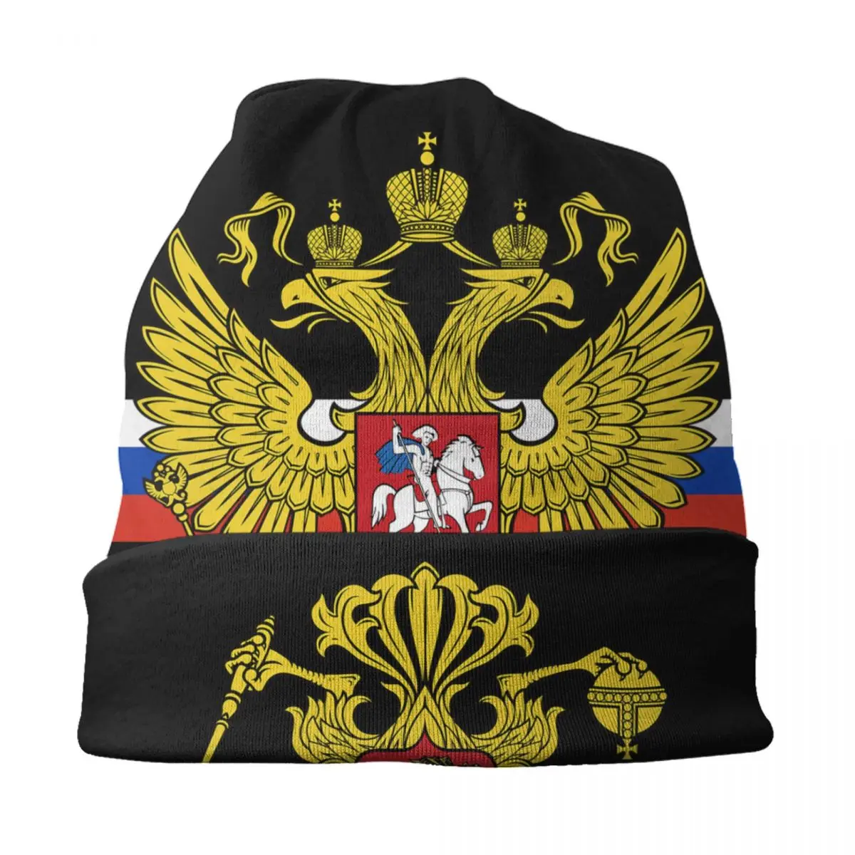 Custom Coat Of Arms Of Russia Bonnet Hats Street Knitting Hat For Men Women Winter Warm Russian Flag Skullies Beanies Caps