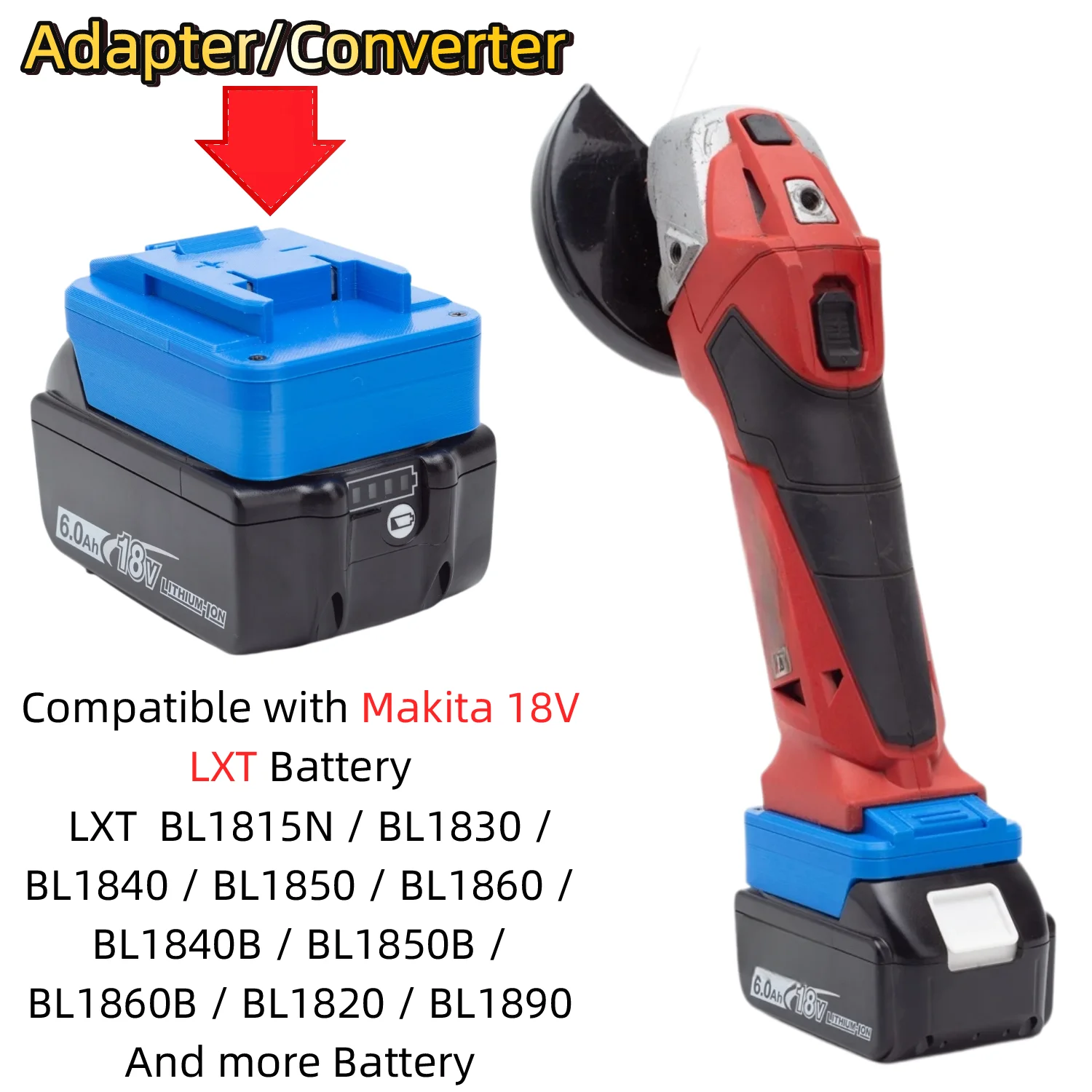 Battery Adapter/Converter for Makita 18V LXT Li-ion Battery To Ozito PXC 18V Cordless Tools Drill Impact Wrench(Only Adapter)