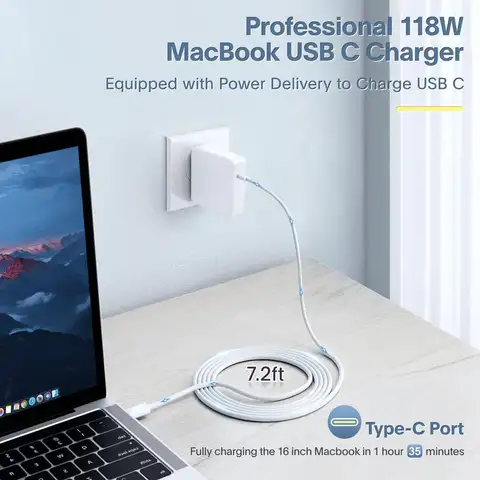 For apple Mac Book Pro30/61/67W/70W87W 96W140W USB C Charger Power Adapter for 16, 15, 13 inch, New Air 13 inch 2020/2019/2018