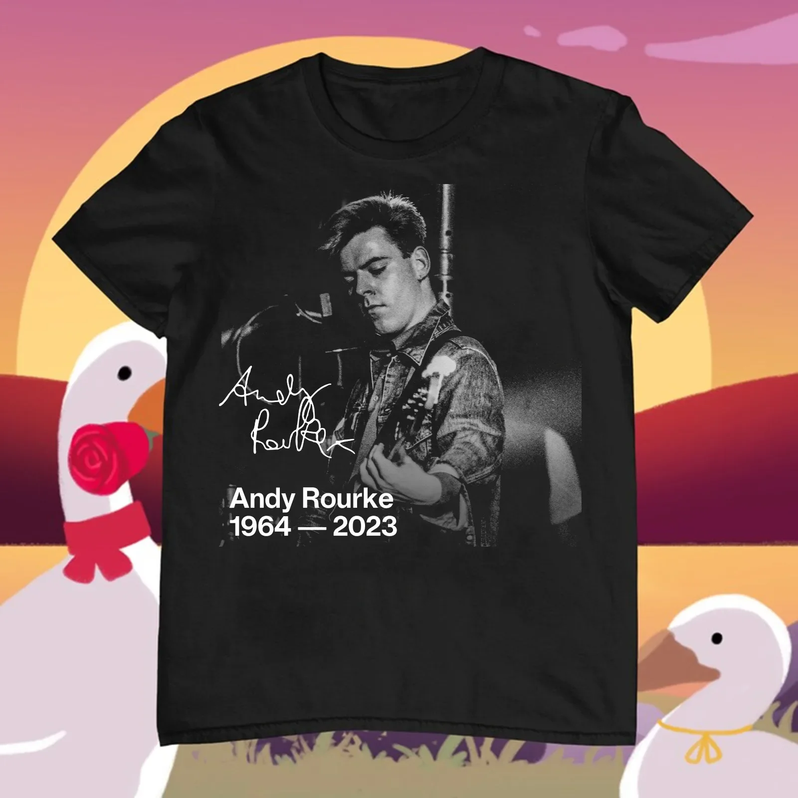 hOT Musician Andy Rourke Celebrating Autographed Shirt T Shirt S-4XL