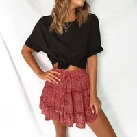 2024 Summer Amazon Europe Women's Clothing High-Waisted Ruffle Edge Mini Dress A- Line Skirt Cross-Border Style Fashion