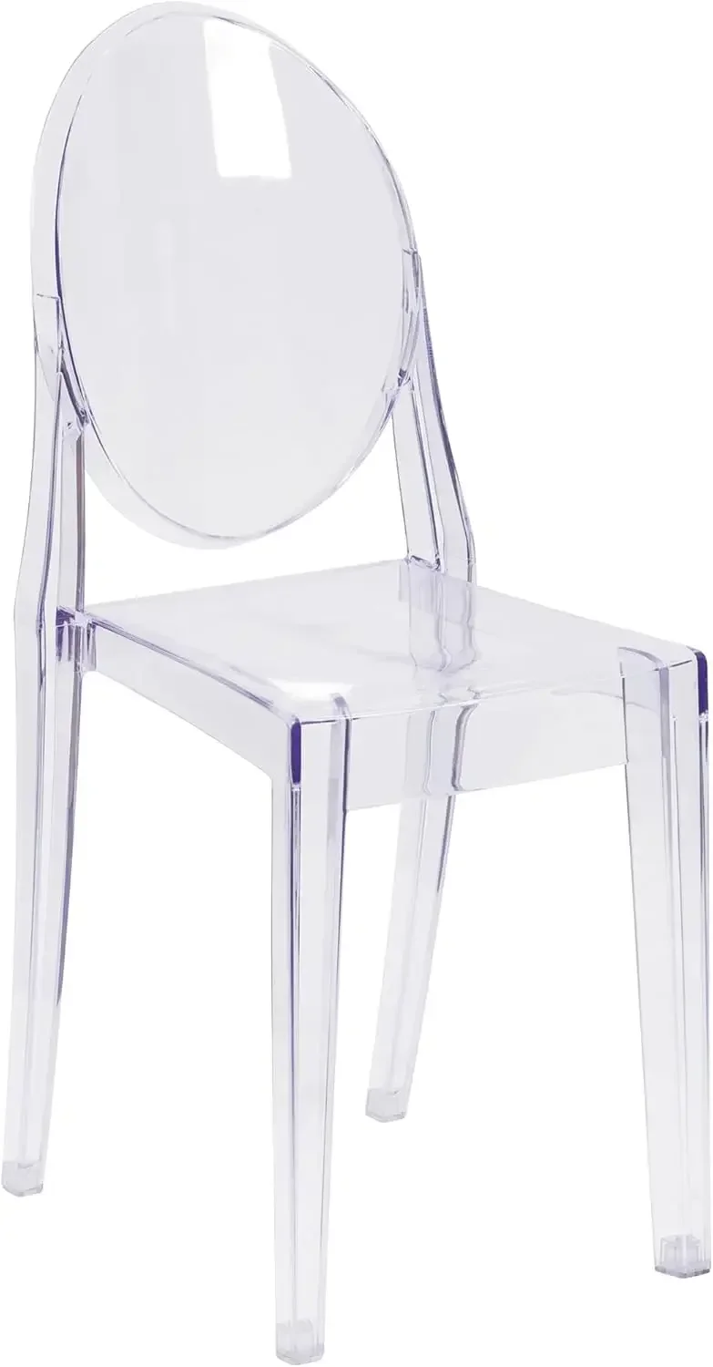 

Cheryl Indoor/Outdoor Ghost Accent and Dining Chair with Contoured Seat, Transparent Restaurant Chair,