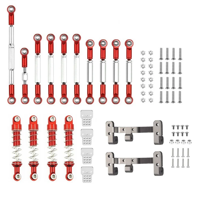 2X Metalen Stuur Link Staaf Trekstang Mounts Schokdempers Set Voor WPL C14 C24 C24-1 1/16 RC Auto Upgrade Onderdelen,1