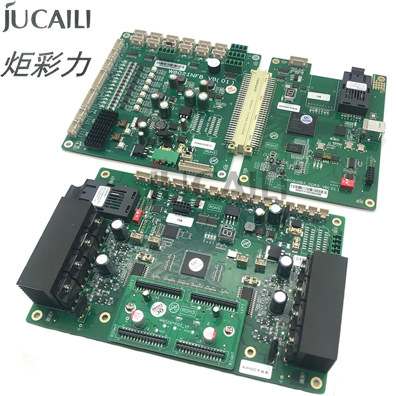 JUCAILI New 2heads xp600 Optical Fiber Board Set for Wellprint XP600 mainboard and Carriage Board with 6 Keys Keypad board