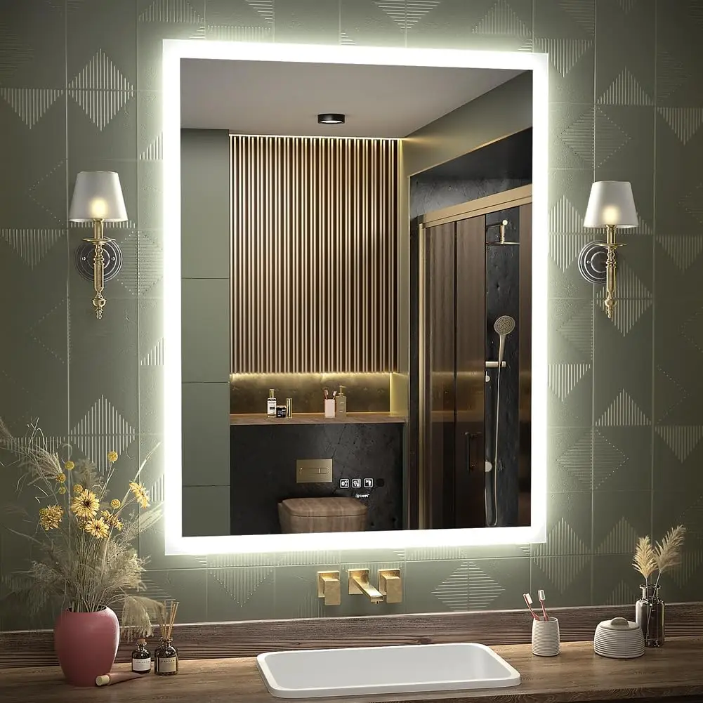 28 x 36 inch LED Bathroom Mirror with Motion Sensor and Bluetooth Speaker Touch Control Makeup Vanity Mirror Wall Mounted