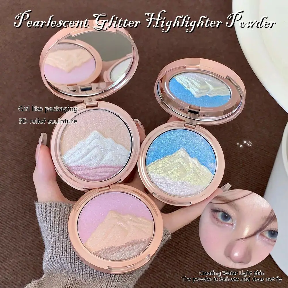 Kakashow 3 cores estrela explosão paleta de iluminador de longa duração à prova dwaterproof água rosto shimmer pó para radiante molhado olhar hiingter maquiagem