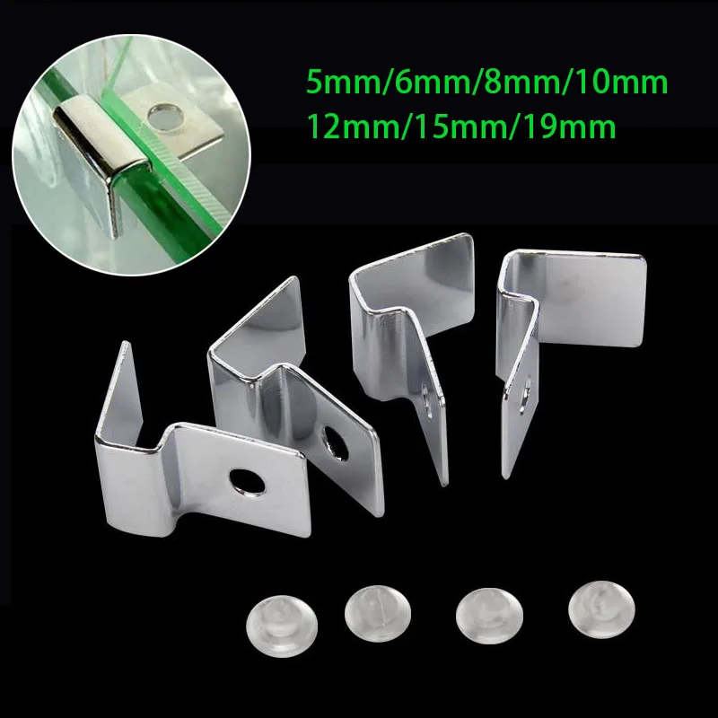 4Pcs Stainless Steel Aquarium Fish Tank Glass Cover Support Non-Slip Holders Aquarium Accessories Universal Lid Clips 5-19mm