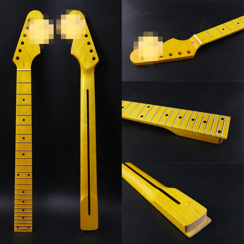 S5  Yellow guitar Neck 22Fret 25.5inch Rosewood Fretboard Dot Inlay DIY Guitarn bolt on  normal nut