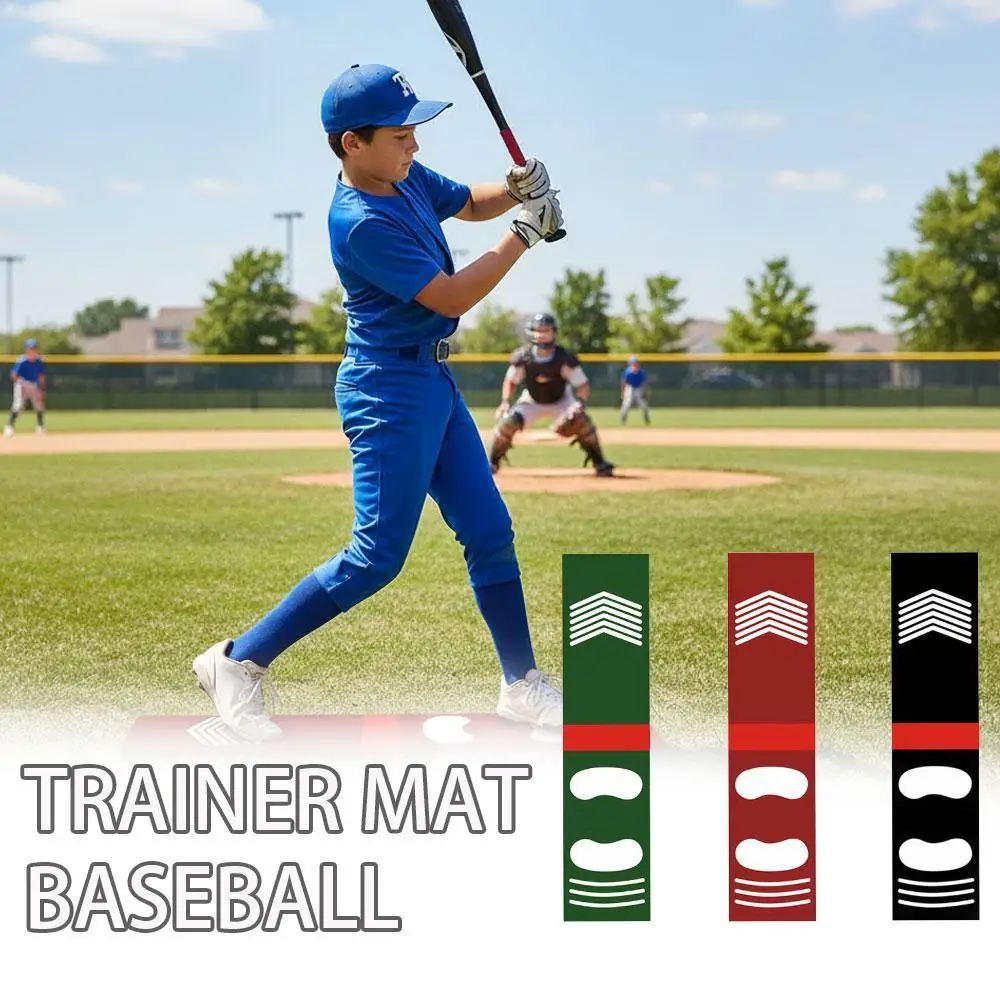 Batting Mat For Training Non Slip Shock Absorbing PU Baseball Batting Trainer With Footprint Guide For Softball Hitting Practice