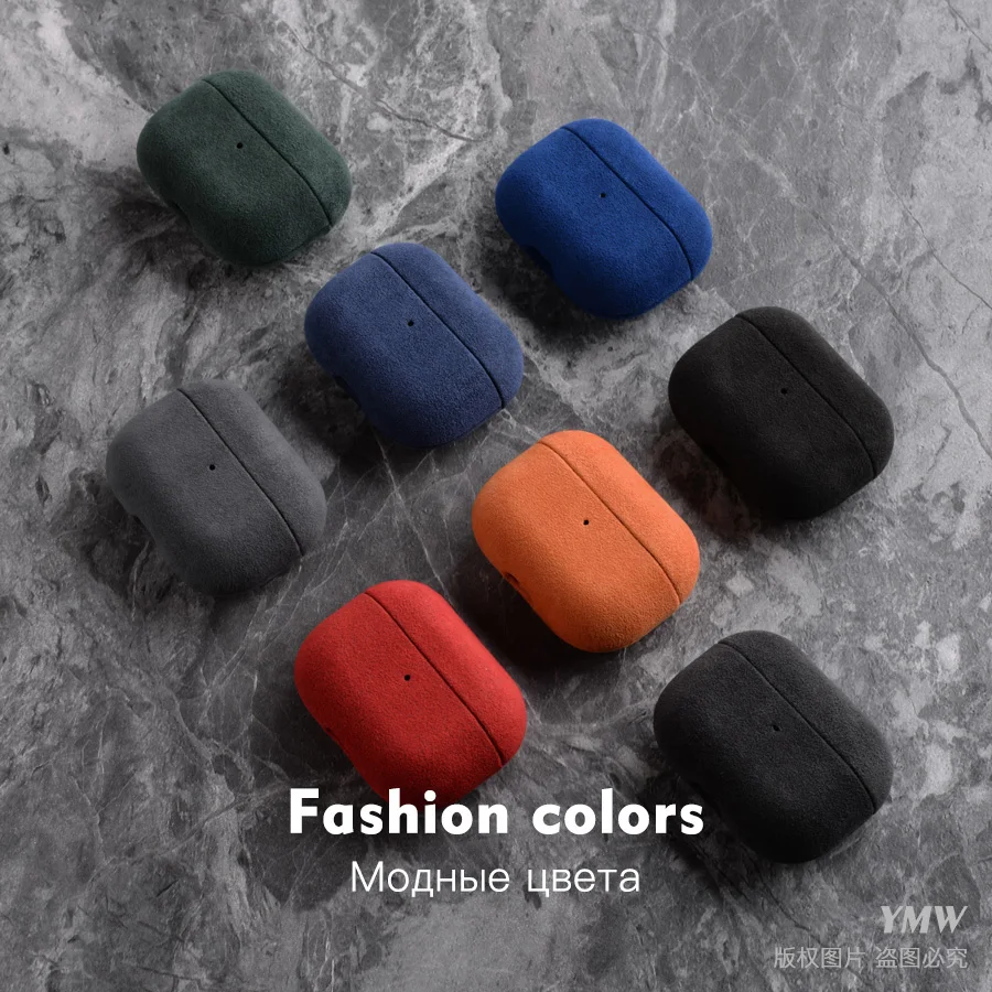 YMW ALCANTARA-Étui AirPods Pro 2 en cuir Élde luxe, housse en fourrure pour casque Bluetooth sans fil