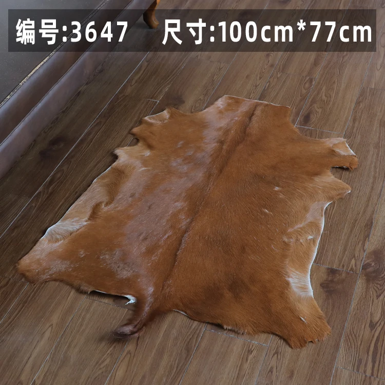 Unique Natural brown color Goat leather Rug Wool Leather Chair Cushion Carpet for living room cat mattress dog beds real fur