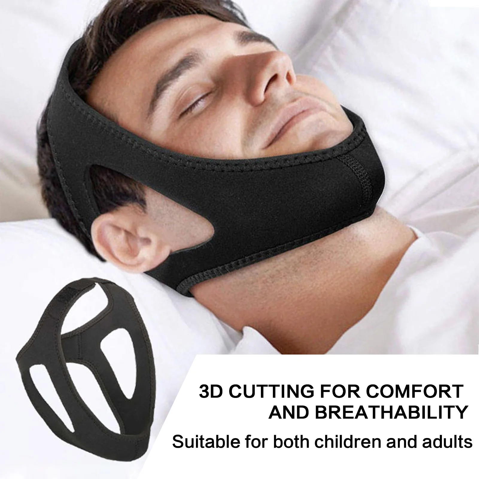 Anti Snore Chin Strap Neoprene Breathable Mouth Guard Stop Snoring Device for Better Sleep Nighttime Restful Aid Durable
