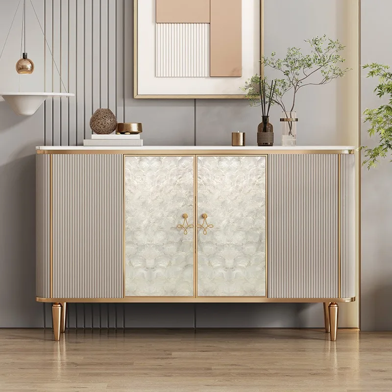 Light luxury Italian porch cabinet Modern entry living room storage Small apartment against the wall Shoe cabinet Shell decorati