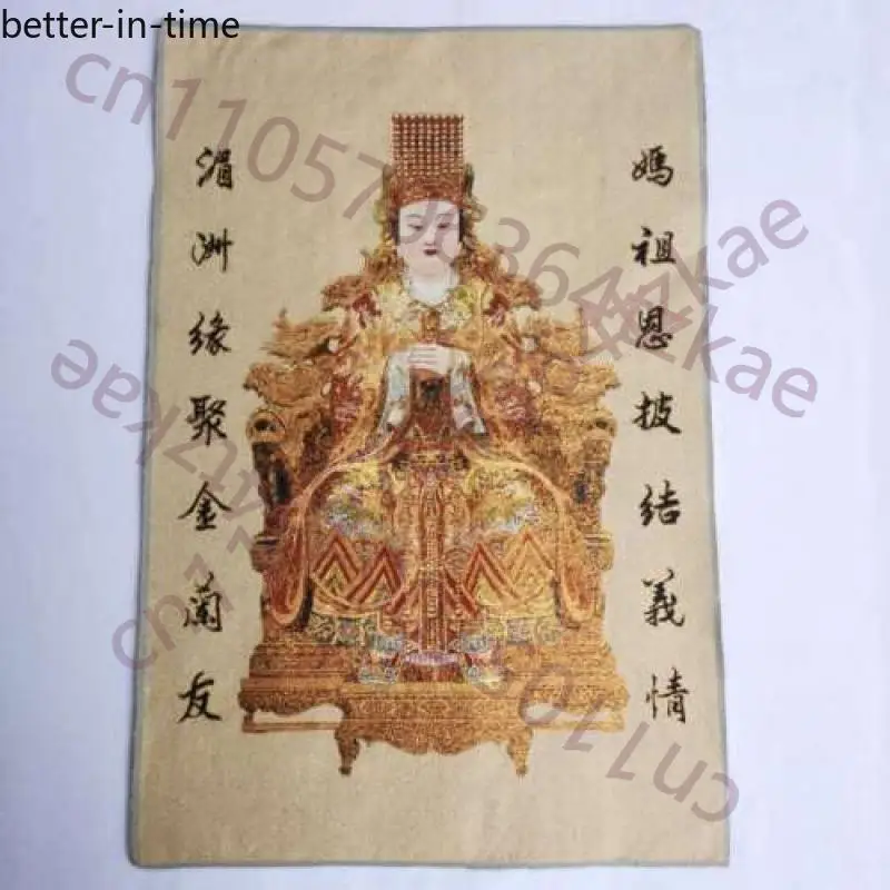 Tela de Seda China con Imagen de Mazu, Diosa del Mar, la Virgen, Thangka, Mural Thangka