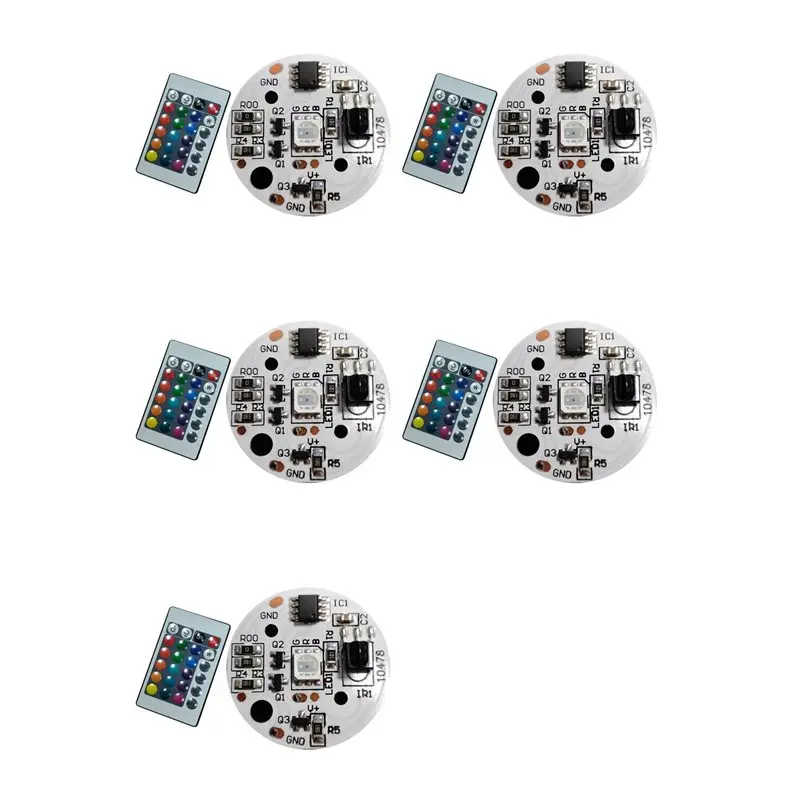 

5X 5V Low Voltage LED Lights Plate Color RGB Lamp Board 3W Colorful Gradient Source IR 24-Key Wireless Remote Switch