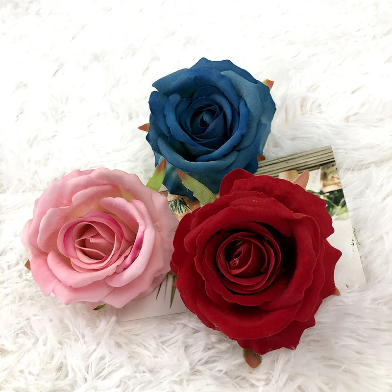 

10Pc Artificial Velvet Rose Flower Head Diy Wreath Rose Wedding Backdrop Decor Flower Wall Fake Flowers Bridal Bouquet Home Deco