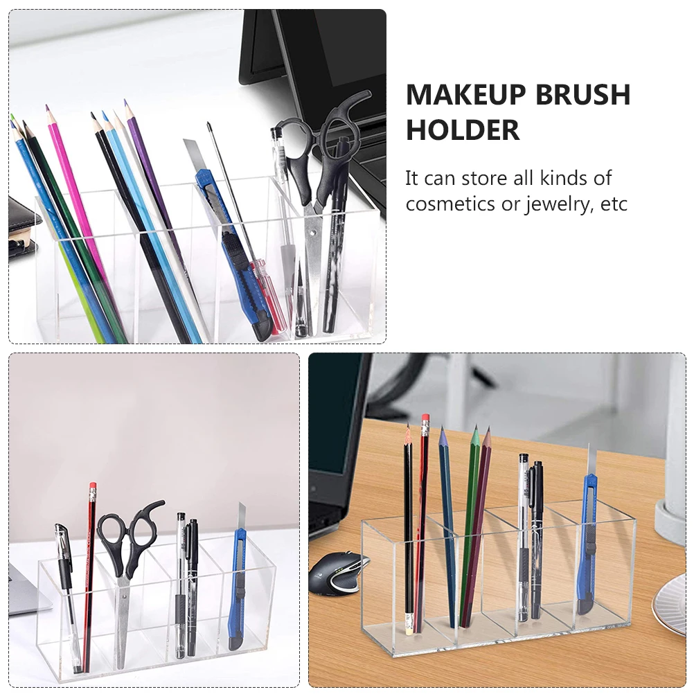 

Acrylic Pen Holder Stationery Storage Barrel Desk Marker Pencil Transparent Makeup Brush Cups Office Supplies Organizers Balcony