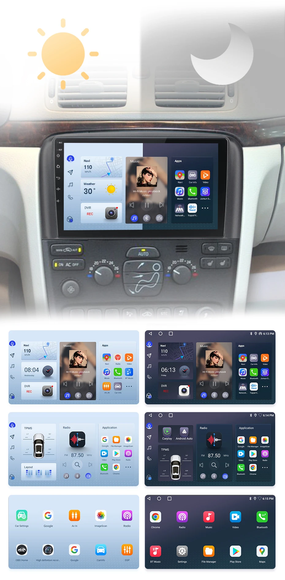 Junsun kabelloses carplay android auto radio für volvo s80 2010-2015 1998 kamera auto intelligente systeme rds bt dsp 2 din autoradio – Detail 6