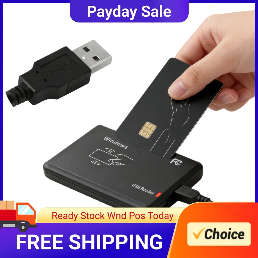 Contactless IC Card Reader Writer 13.56MHz Smart Card Reader with LED Indicator/Buzzer Compatible for Windows Linux MacOS