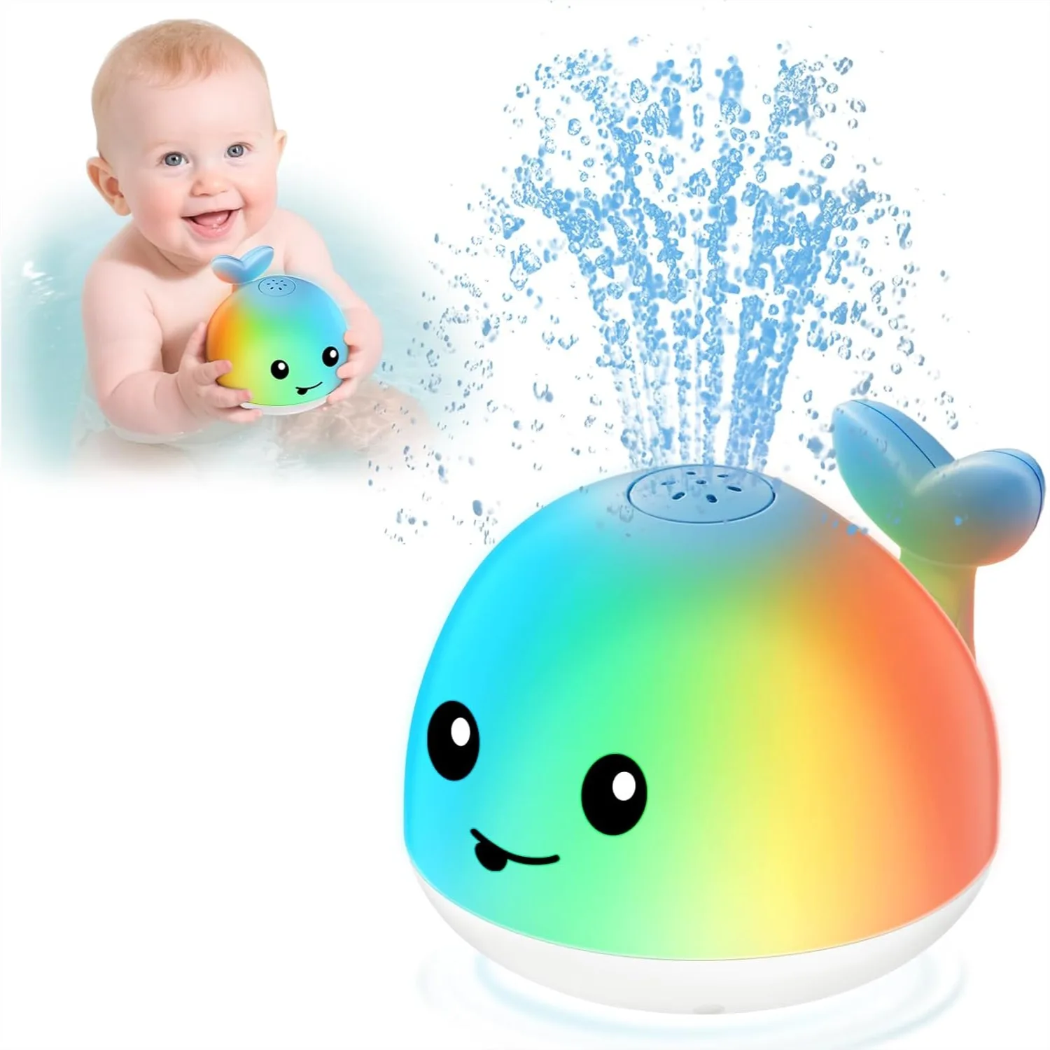 Baby Bath Toys, Light Up Whale Toy Sprinkler for Toddlers 1-3, Rechargeable Fountain Bathtub Toy, Pool Toys for Girls Boys